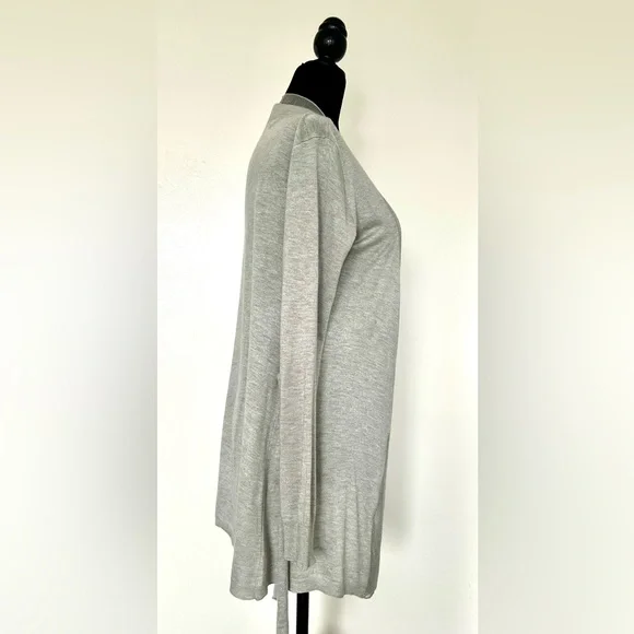ZARA Grey Greige Cardigan with Silky Trim - M - Picture 3 of 7